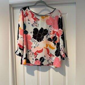 Floral Blouse with Back Button Detail